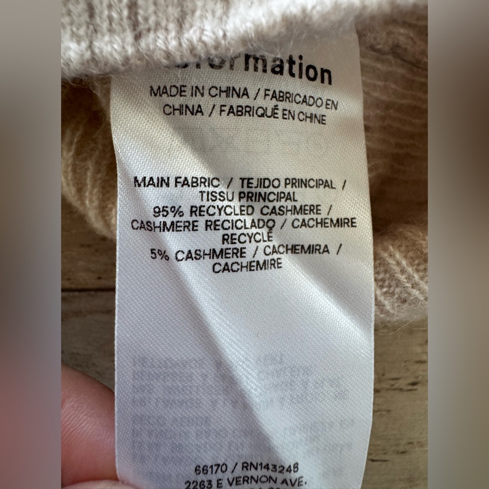 REFORMATION Lian Cashmere Greige  Sweater S - Picture 11 of 12